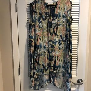 Asymmetrical multicolored shift dress